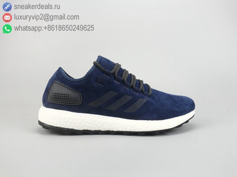 ADIDAS ULTRA BOOST NAVY LEATHER MEN RUNNING SHOES